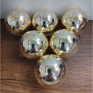 Vintage Rauch Gold Glass Ball Christmas Ornament Lot Of 6 B19